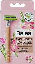Женская бритва с 3 лезвиями и бамбуковой ручкой + 8 сменных кассет - Balea — фото N1