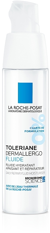 УЦІНКА Толеран Дермалерго флюїд, заспокійливий зволожувальний догляд для гіперчутливої та схильної до алергії нормальної та комбінованої шкіри обличчя та шкіри навколо очей - La Roche Posay Toleriane Dermallergo Fluide * — фото N1