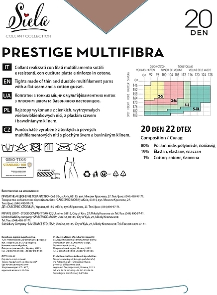 Колготки женские "Prestige Multifibra", 20 Den, glace - Siela — фото N2