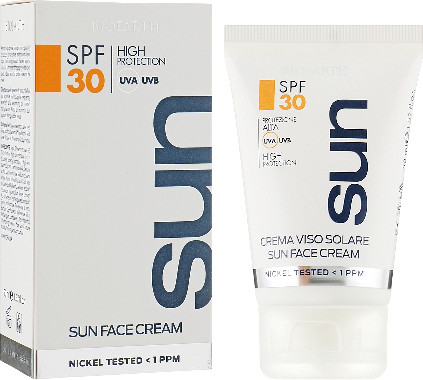 Крем для загара лица SPF30 - Bioearth Sun Protective Face Cream SPF30