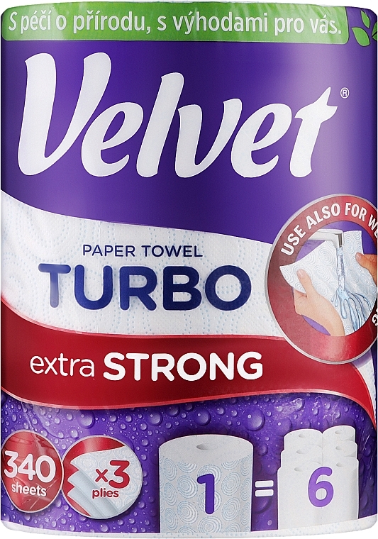Полотенца бумажные трехслойные "Turbo", 330 листов - Velvet Turbo — фото N1