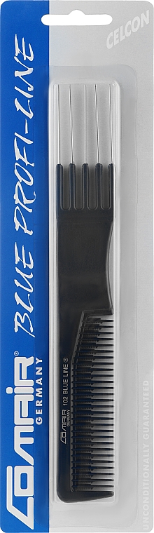 Расческа №102 "Blue Profi Line" для тупирования с гребнем, 19,5 см - Comair — фото N1