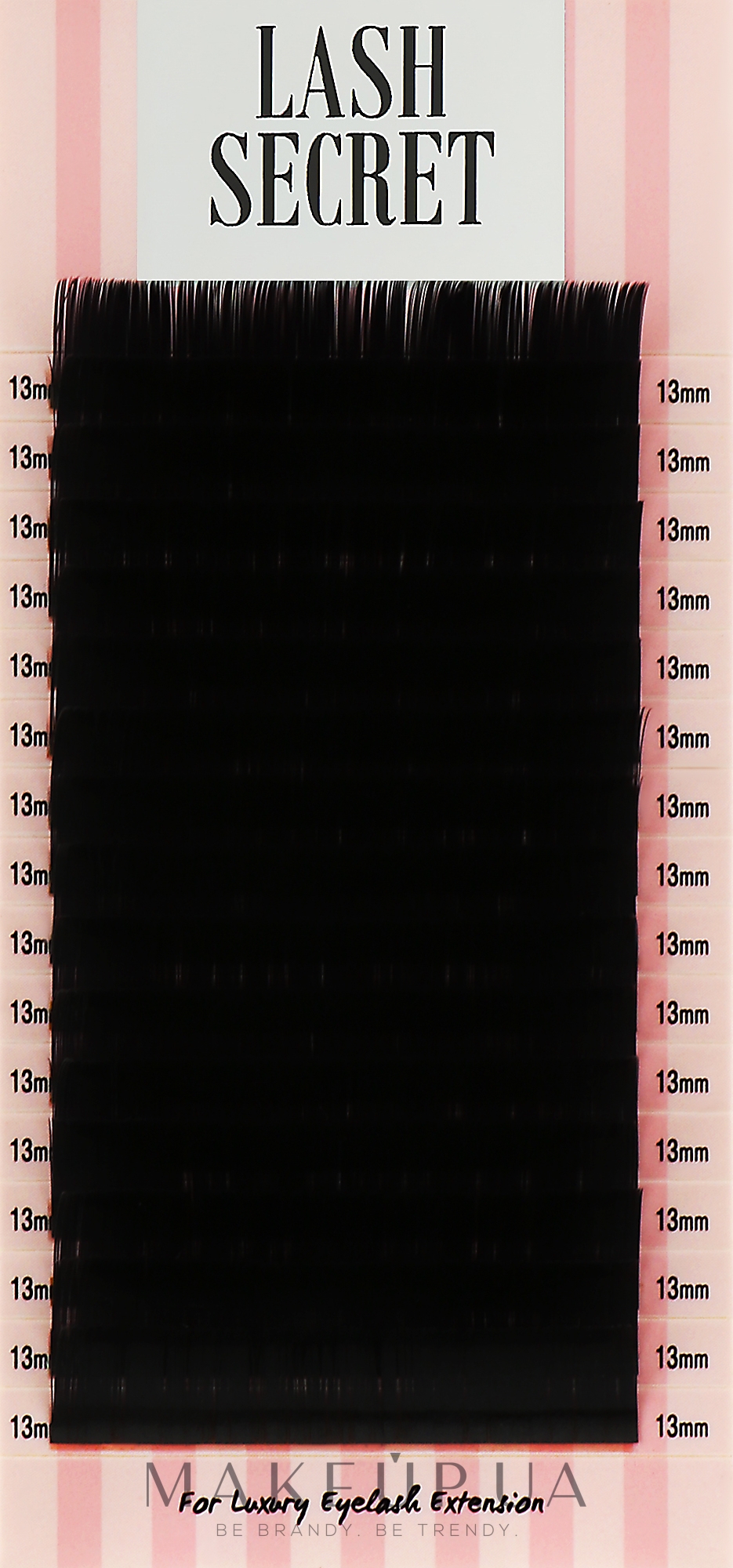 Накладні вії, чорні, 16 ліній (один розмір, 0,07, C, 13) - Lash Secret — фото 1уп