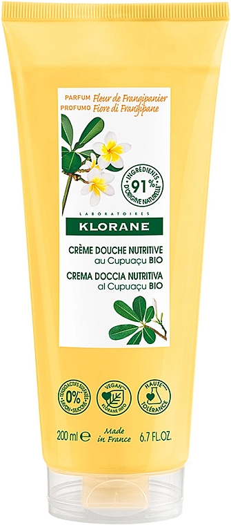 Крем для душа - Klorane Nourishing Shower Cream Organic Cupuacu Frangipani Flower — фото N1