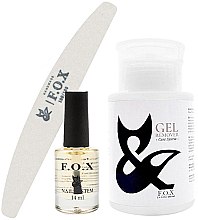 Парфумерія, косметика Набір для зняття гель-лаку - F.O.X (nail file + buff + remover/160ml + nail oil/14ml)