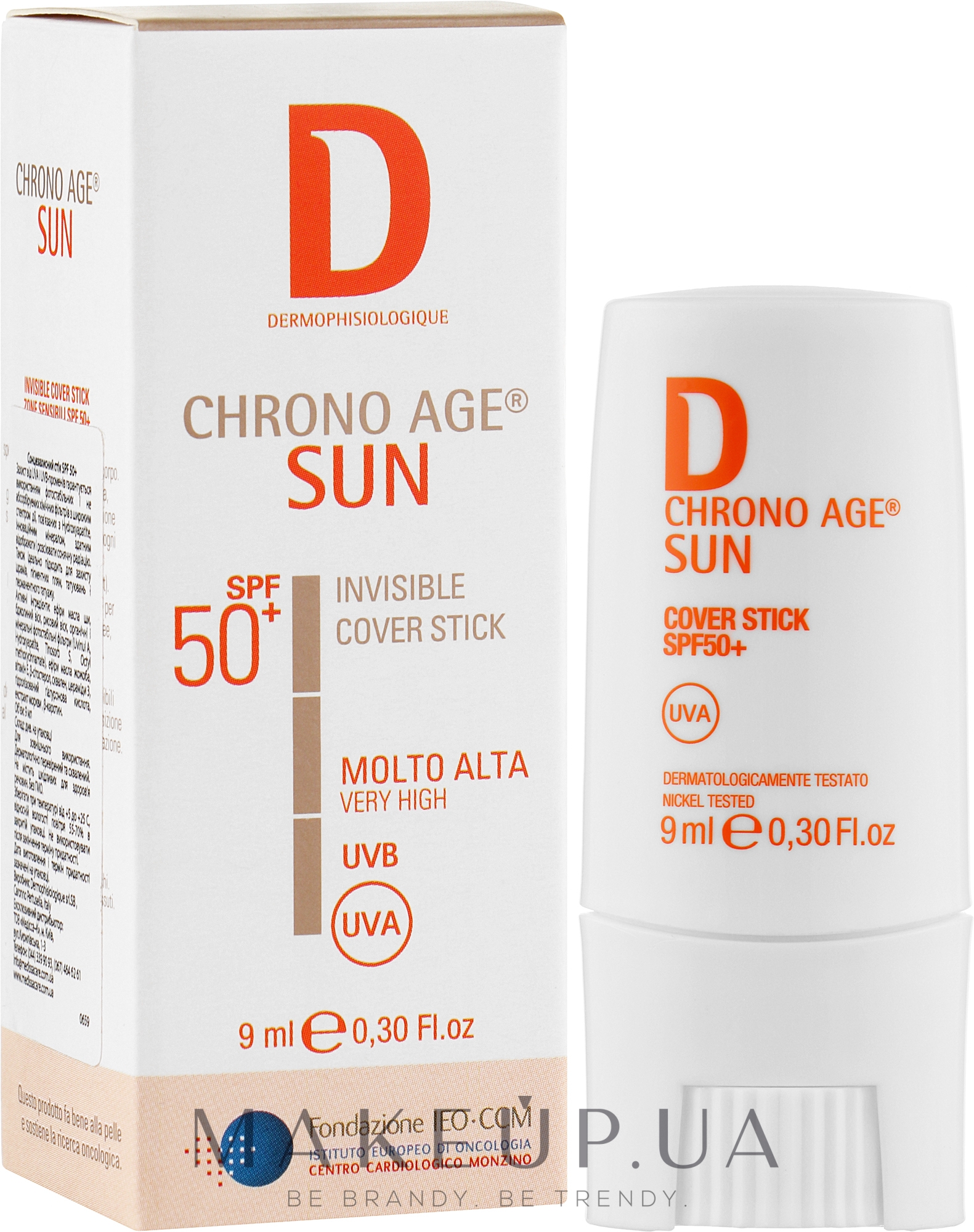 Сонцезахисний стік SPF 50+ - Dermophisiologique Chrono Age Sun — фото 9ml