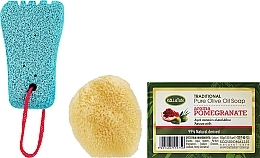 Набор, мыло с ароматом граната - Kalliston (soap/100g + stone/1pcs + sponge/1pcs) — фото N2