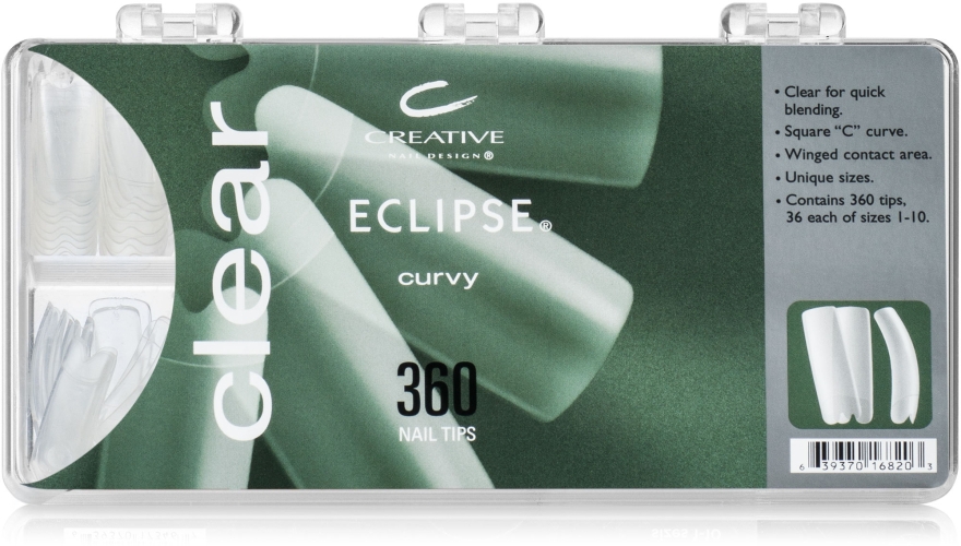 Типсы со специальным вырезом контактной зоны, 360 шт - CND Clear Eclipse Tips — фото N1