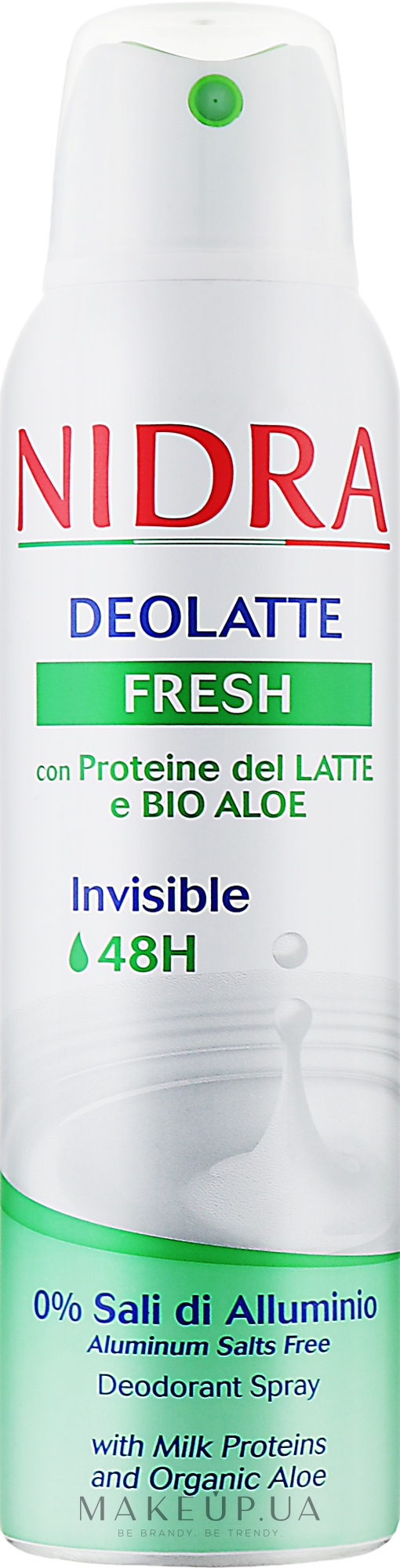 Дезодорант освежающий с молочными протеинами и алоэ - Nidra Deolatte Fresh 48H Spray — фото 150ml