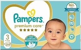 Подгузники Pampers Premium Care Размер 3 (Midi), 6-10кг, 120 штук  - Pampers — фото N2