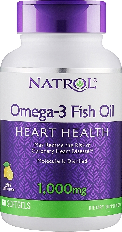 Рыбий жир, 1,000 mg, 150 капсул - Natrol Omega-3 Fish Oil Natural Lemon Flavor — фото N1