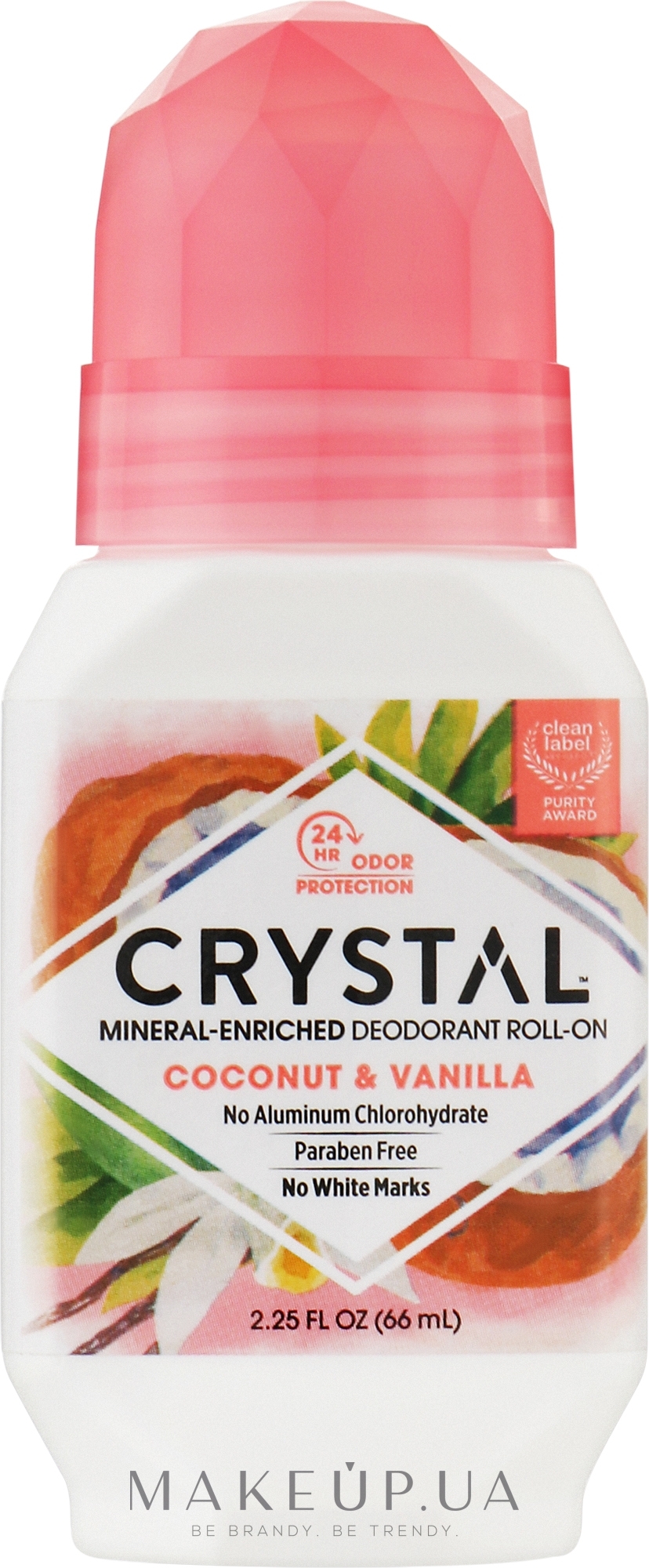 Роликовый дезодорант с ароматом кокоса и ванили - Crystal Coconut & Vanilla Deodorant Roll On — фото 66ml