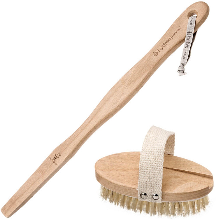 Щітка для тіла з натуральною щетиною зі знімною ручкою - Hydrea London Body Brush + Detachable Handle Natural Bristle — фото N2