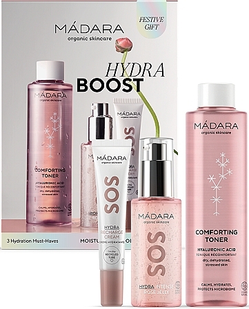 Набор - Madara Cosmetics Hydra Boost Trio (f/ton/200ml + f/gel/75ml + f/cr/15ml) — фото N1