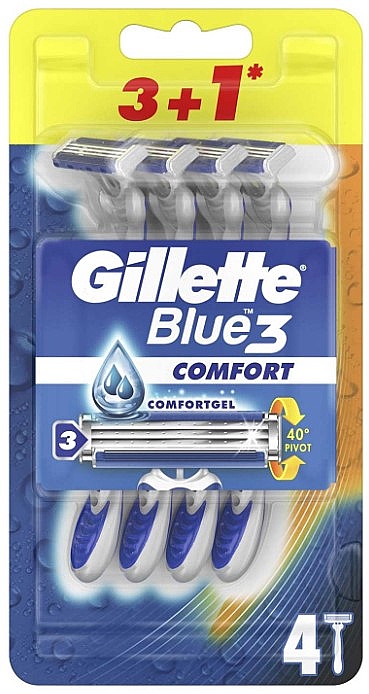 Набор одноразовых станков для бритья, 3+1 шт - Gillette Blue 3 Comfort — фото N2