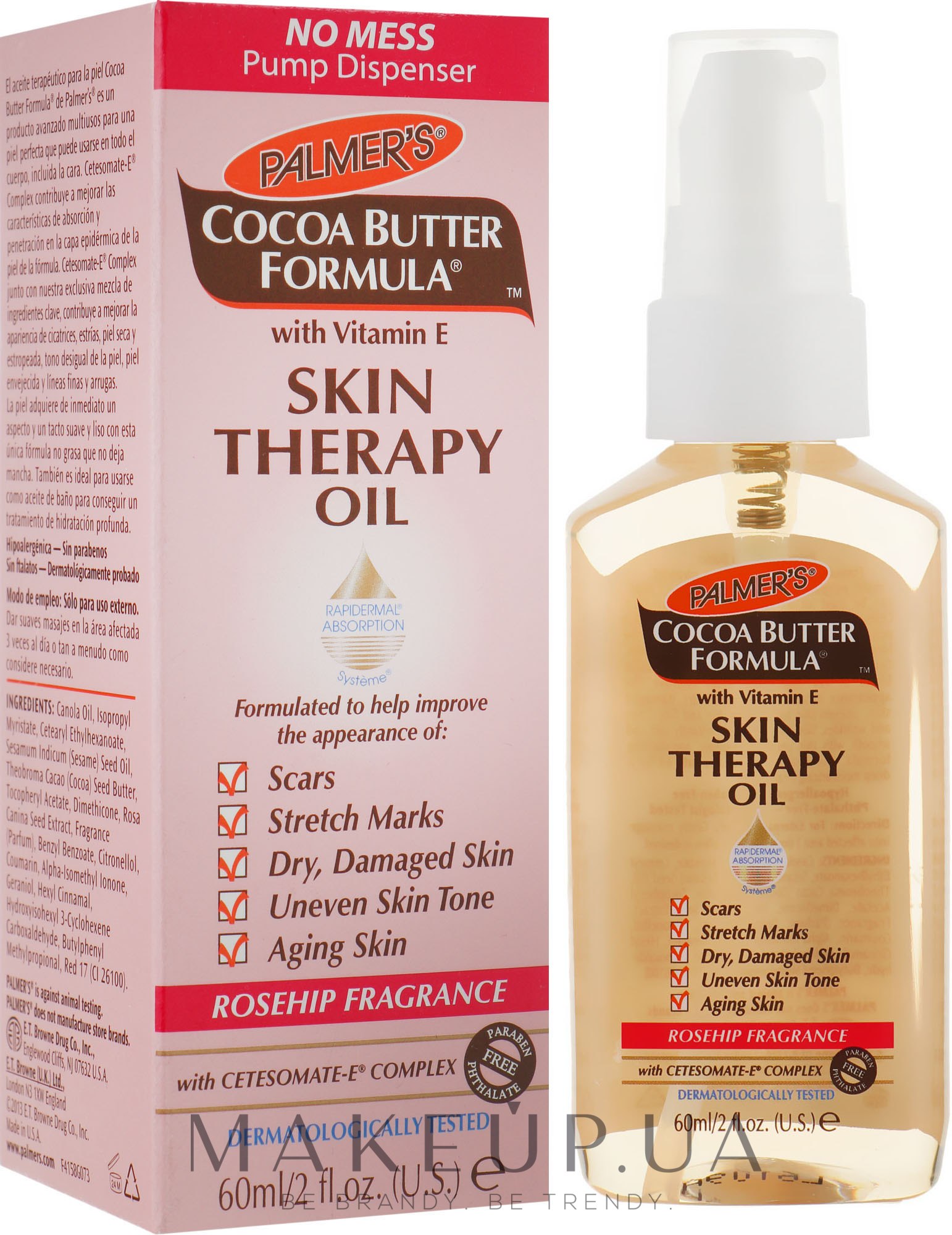 Олія з шипшиною для догляду за шкірою обличчя і тіла "Масло какао" - Palmer's Cocoa Butter Skin Therapy Oil Rosehip — фото 60ml
