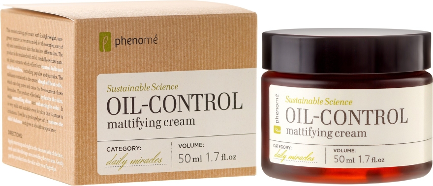Матувальний крем для обличчя - Phenome Sustainable Science Oil-Control Mattifying Cream — фото N1
