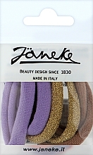 Резинки для волос, 6 шт., фиолетовая + золотая + темно-бежевая - Janeke — фото N1