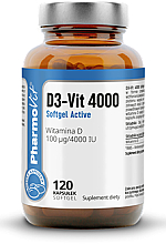 Пищевая добавка "D3-Vit 4000", капсулы - Pharmovit Clean label D3-Vit 4000 Softgel Active — фото N2