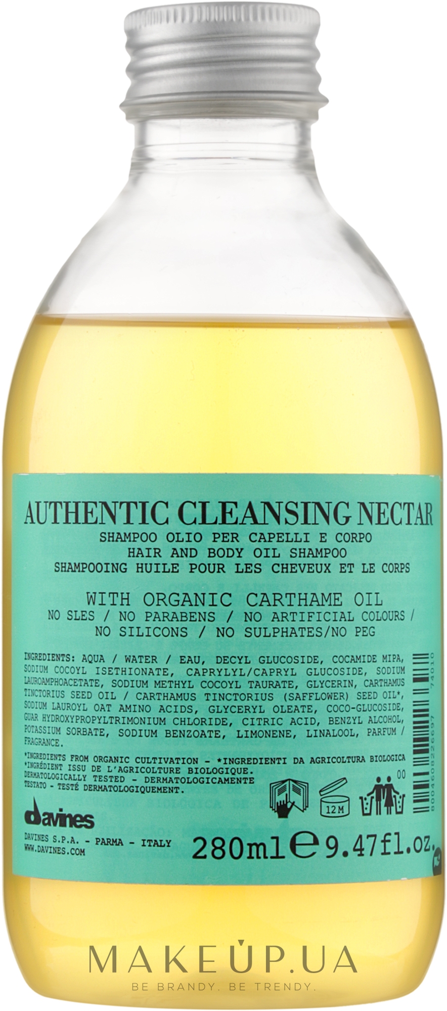 Очищаючий нектар шампунь для волосся та тіла - Davines Authentic  — фото 280ml