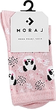 Женские длинные носки "панда", розовые с пандами - Moraj — фото N1