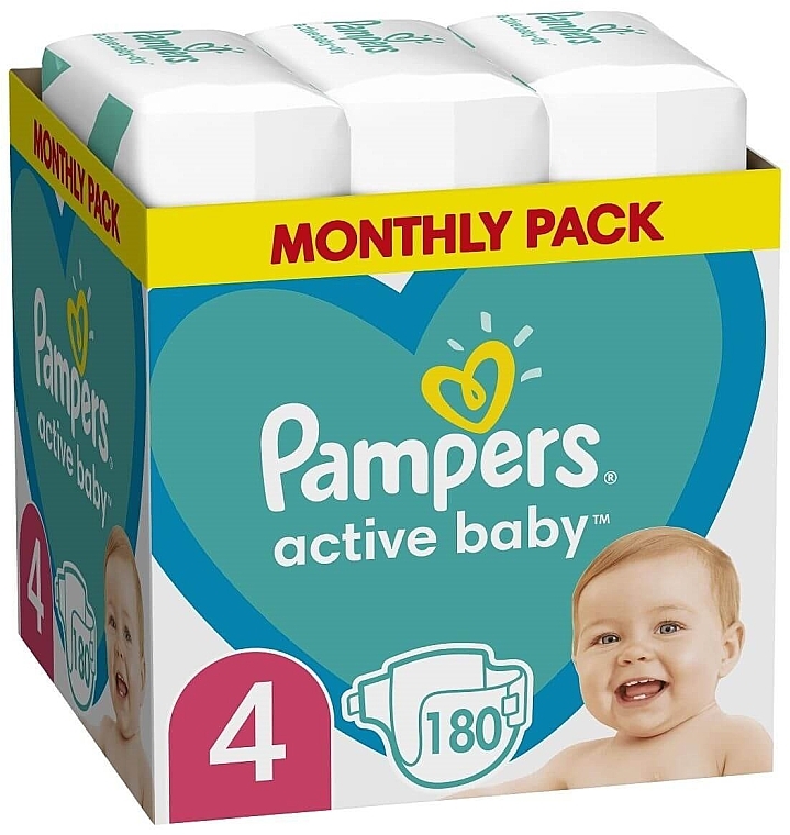 Подгузники Pampers Active Baby Maxi 4 (9-14 кг), 180шт - Pampers — фото N1