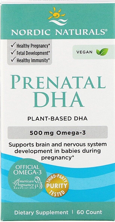 Пищевая добавка веганская для беременных "Рыбий жир", 500 мг - Nordic Naturals Prenatal DHA — фото N2