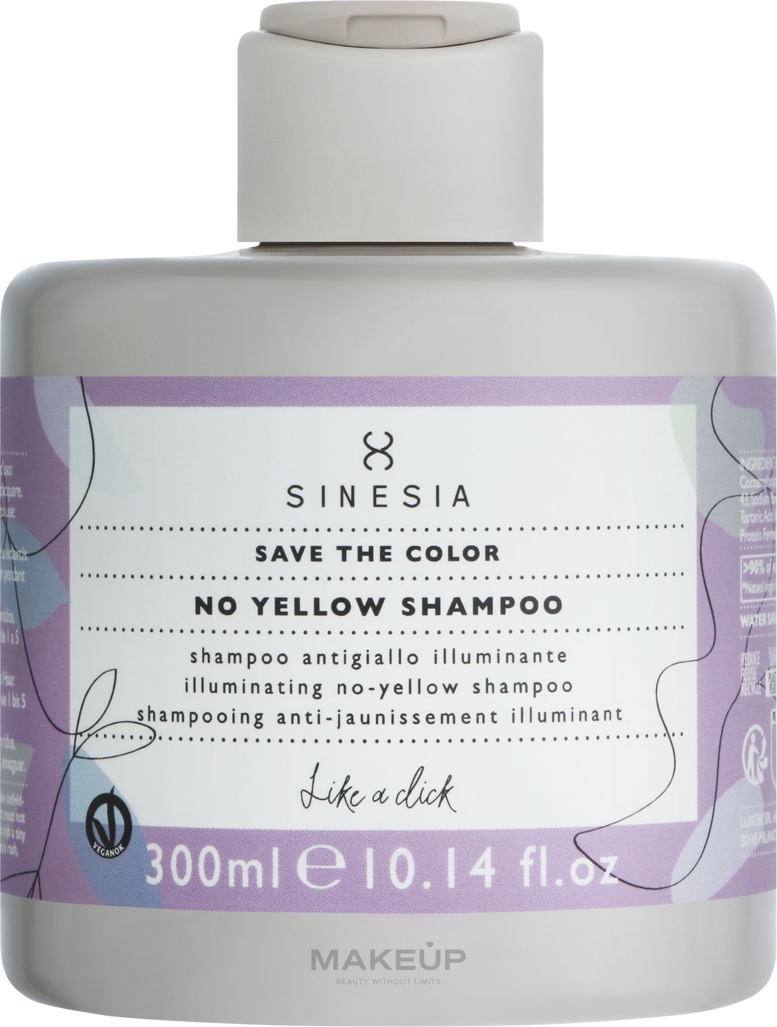 Шампунь от желтизны с эффектом блеска - Sinesia Save The Color No Yellow Shampoo  — фото 300ml