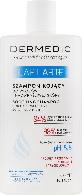 Заспокійливий шампунь для гіперчутливої шкіри голови - Dermedic Capilarte