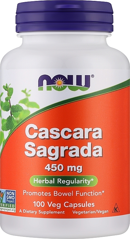 Вітаміни "Каскара Саграда, Крушина", 450 мг - Now Foods Cascara Sagrada — фото N1