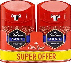 Духи, Парфюмерия, косметика Твердый дезодорант, 2x50ml - Old Spice Captain Stick