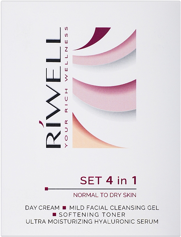 Набір для нормальної й сухої шкіри - Riwell Set 4 in 1 (gel/50ml + toner/50ml + serum/15ml + cream/15ml)