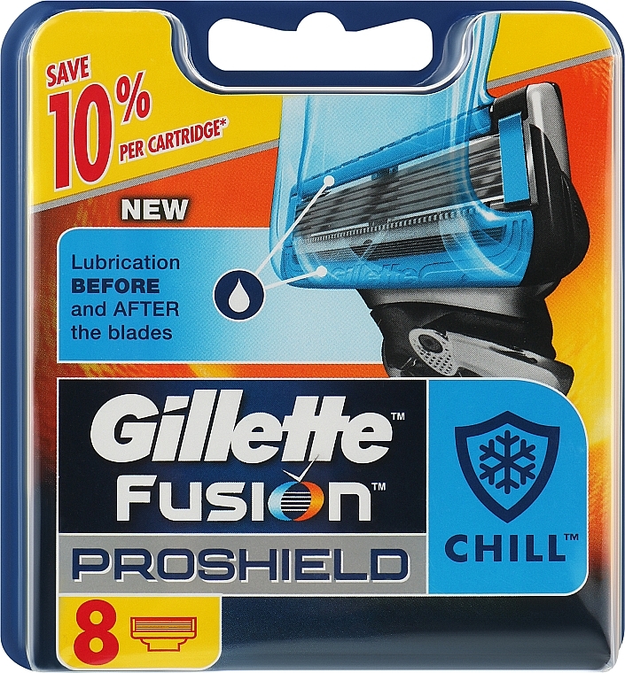 Сменные кассеты для бритья, 8 шт. - Gillette Fusion ProShield Chill — фото N1