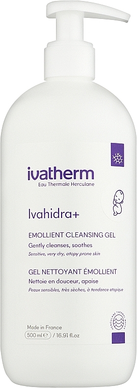 Очищающий гель для чувствительной, сухой и атопической кожи «IVAHIDRA+» - Ivatherm Ivahidra+ Hydrating Cleansing Gel — фото N1