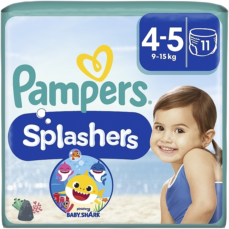 Трусики для плавання Splashers Розмір 4-5 (9-15 кг), 11 шт. - Pampers — фото N1