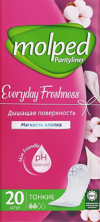 Ежедневные прокладки Everyday Freshness, 2 капли, 20 шт. - Molped — фото N1