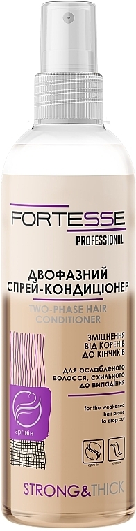 Двухфазный спрей-кондиционер укрепляющий для ослабленных волос, склонных к выпадению - Fortesse Professional Strong & Thick Duo-Phase Hair Conditioner — фото N2