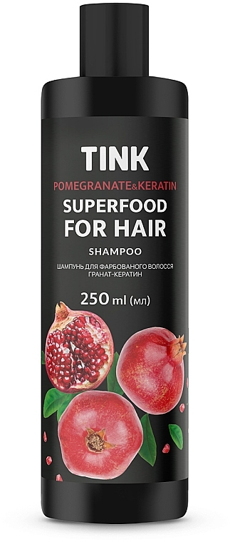 Шампунь для окрашенных волос "Гранат и кератин" - Tink SuperFood For Hair Pomegranate & Keratin Shampoo — фото N1