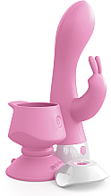 Вибратор-кролик со съемной присоской и магнитным пультом, розовый - PipeDream Threesome Wall Banger Rabbit Pink — фото N2