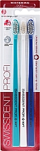 Парфумерія, косметика Набір зубних щіток, екстрам'яка, синя + блакитна + біла - Swissdent Profi Gentle Extra Soft Trio-Pack