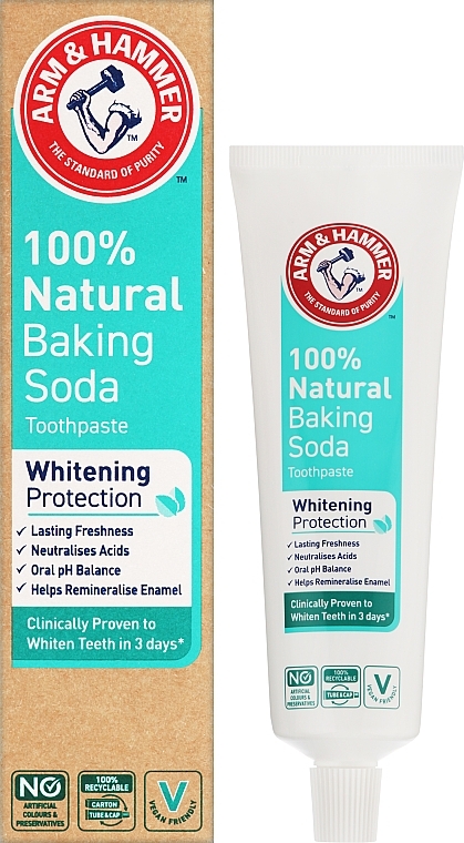 Зубная паста для защиты белизны зубов - Arm & Hammer 100% Natural Baking Soda Whitening Protection Toothpaste — фото N2