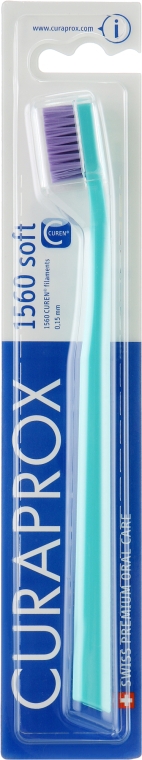 Зубна щітка CS 1560 Soft, D 0,15 мм, бірюзова, фіолетова щетина - Curaprox — фото N1