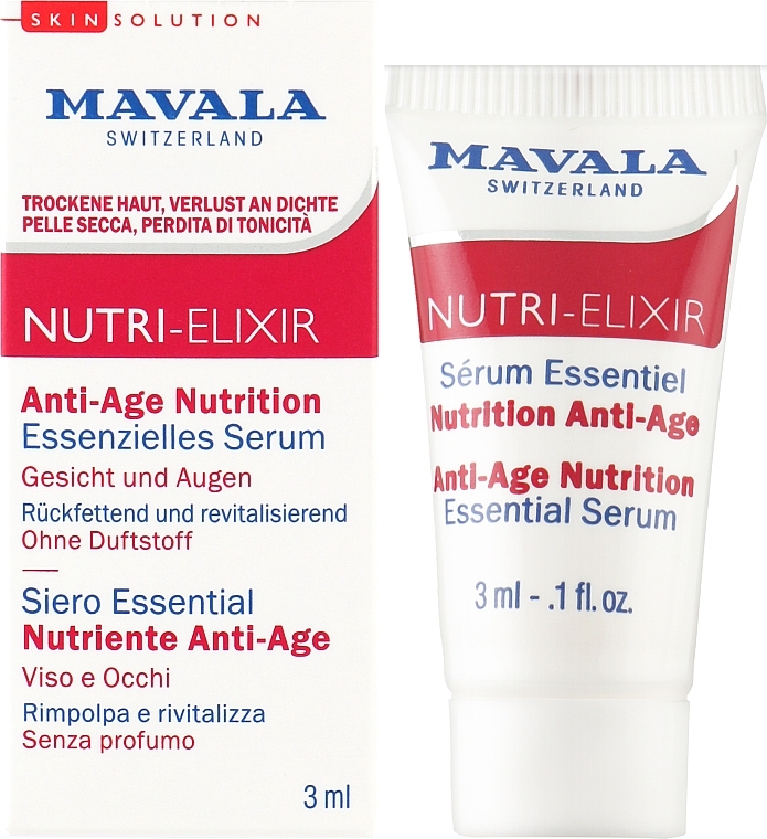 Антивікова сироватка-бустер для обличчя та зони навколо очей - Mavala SkinSolution Nutri-Elixir Anti-Age Nutrition Essential Serum (пробник) — фото N2