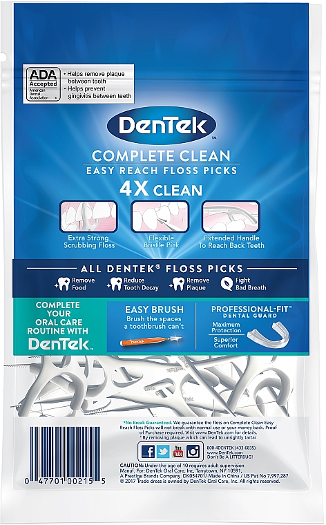 Флосс-зубочистки, задние зубы "Комплексное очищение", 125 шт. - DenTek Complete Clean Easy Reach — фото N2