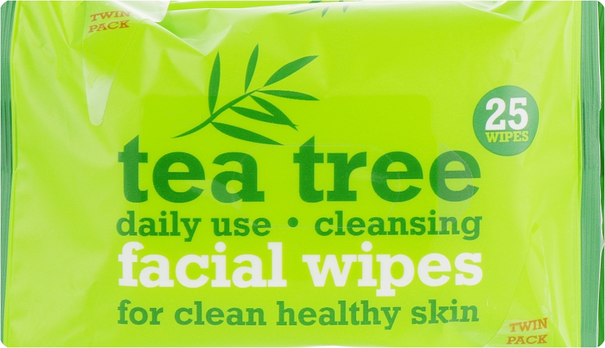 Очищающие салфетки для лица 2x25шт - Xpel Marketing Ltd Tea Tree Facial Wipes For Clean Healthy Skin — фото N1