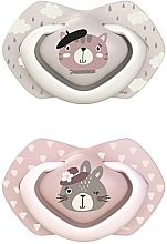 Парфумерія, косметика Пустушка силіконова симетрична "Bonjour Paris" 18+ місяців, 2 шт., рожева - Canpol Babies