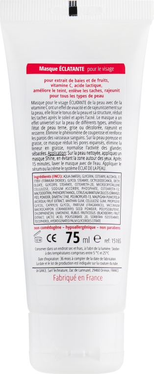 Маска для лица "Сияние кожи" c витамином С - La Grace Eclat De La Peau Masque Eclatante — фото N2