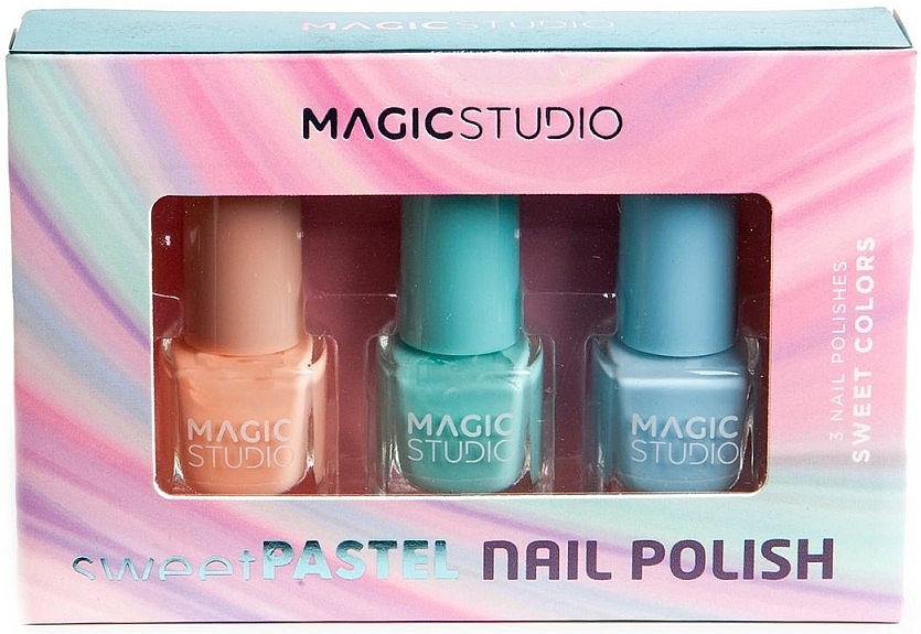 Набір лаків для нігтів - Magic Studio Sweet Pastel 3 Nail Polish Set (nail/polish/3x6ml) — фото N1