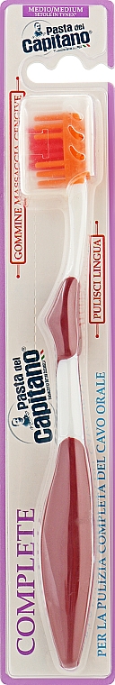 Зубна щітка, середня, бордова - Pasta Del Capitano Toothbrush Complete Medium — фото N1