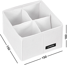 Органайзер для хранения с 4 ячейками, белый 15х15х10 см "Home" - MAKEUP Drawer Underwear Organizer White — фото N2